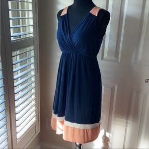 🌸 Soprano Casual Dress – Pink, White & Navy – Effortless Everyday Style!